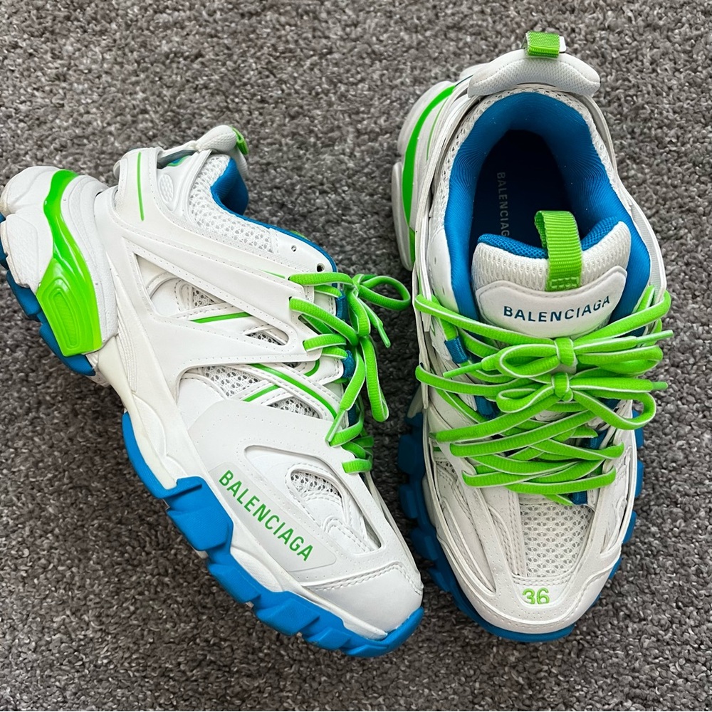 Balenciaga track women White and Green Sneakers